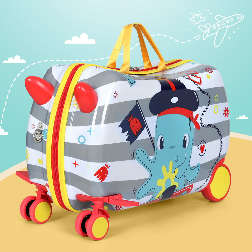 Wanderlite 17" Kids Ride On Luggage Children Suitcase Trolley Travel Octopus LUG-ABS-KIDS-OCT