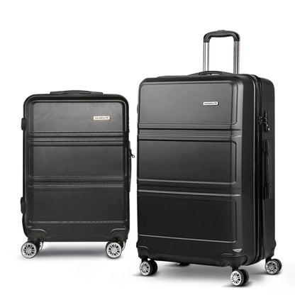Wanderlite 2Set 20-28 Inch Luggage with TSA Lock Spinner Travel Suitcase Carry On Hard Shell Luggage Case LUG-ABS-LINE-2SET-BK