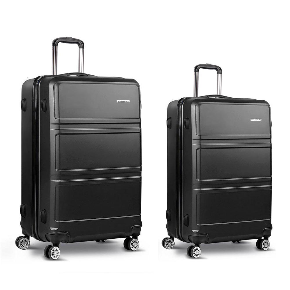 Wanderlite 2Set 20-28 Inch Luggage with TSA Lock Spinner Travel Suitcase Carry On Hard Shell Luggage Case LUG-ABS-LINE-2SET-BK