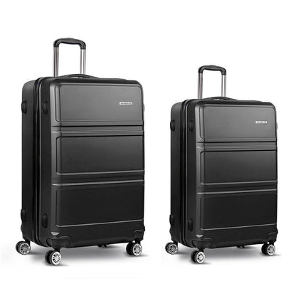 Wanderlite 2Set 20-28 Inch Luggage with TSA Lock Spinner Travel Suitcase Carry On Hard Shell Luggage Case LUG-ABS-LINE-2SET-BK