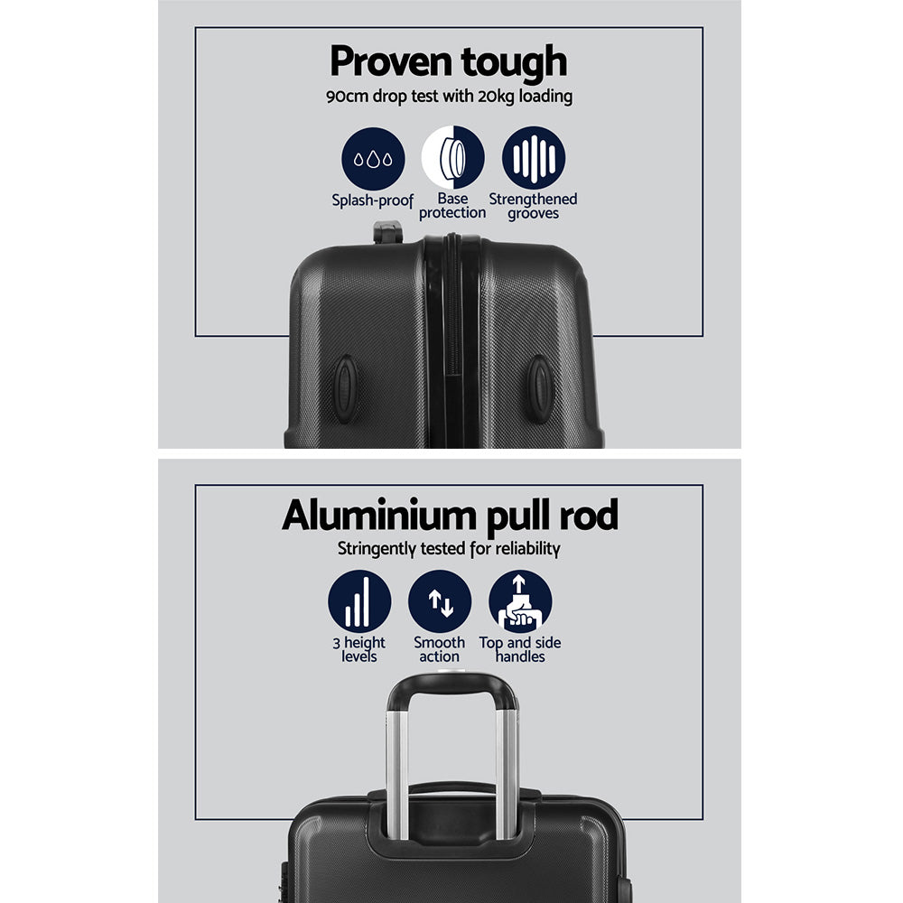 Wanderlite 2Set 20-28 Inch Luggage with TSA Lock Spinner Travel Suitcase Carry On Hard Shell Luggage Case LUG-ABS-LINE-2SET-BK