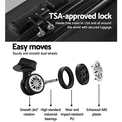 Wanderlite 2Set 20-28 Inch Luggage with TSA Lock Spinner Travel Suitcase Carry On Hard Shell Luggage Case LUG-ABS-LINE-2SET-BK