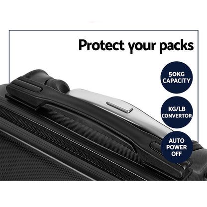 Wanderlite 2Set 20-28 Inch Luggage with TSA Lock Spinner Travel Suitcase Carry On Hard Shell Luggage Case LUG-ABS-LINE-2SET-BK
