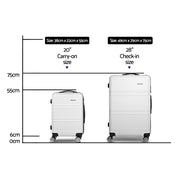 Wanderlite 20" 28" Luggage with TSA Lock Spinner Travel Suitcase Carry On Hard Shell Luggage Case White LUG-ABS-LINE-2SET-WH
