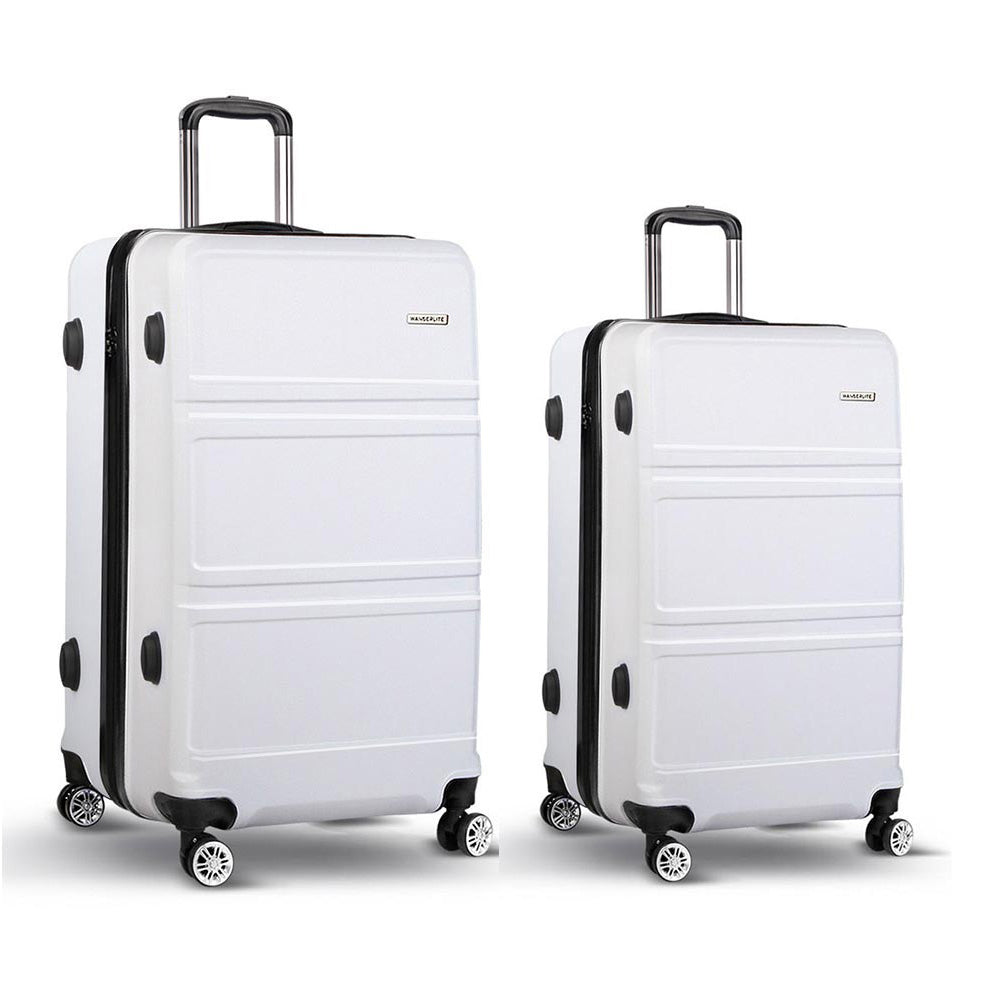 Wanderlite 20" 28" Luggage with TSA Lock Spinner Travel Suitcase Carry On Hard Shell Luggage Case White LUG-ABS-LINE-2SET-WH