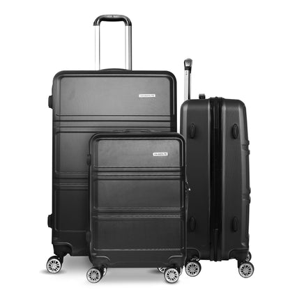 Wanderlite 3Set 20-24-28 Inch Luggage with TSA Lock Spinner Travel Suitcase Carry On Hard Shell Luggage Case LUG-ABS-LINE-3SET-BK