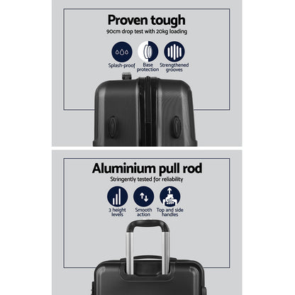 Wanderlite 3Set 20-24-28 Inch Luggage with TSA Lock Spinner Travel Suitcase Carry On Hard Shell Luggage Case LUG-ABS-LINE-3SET-BK