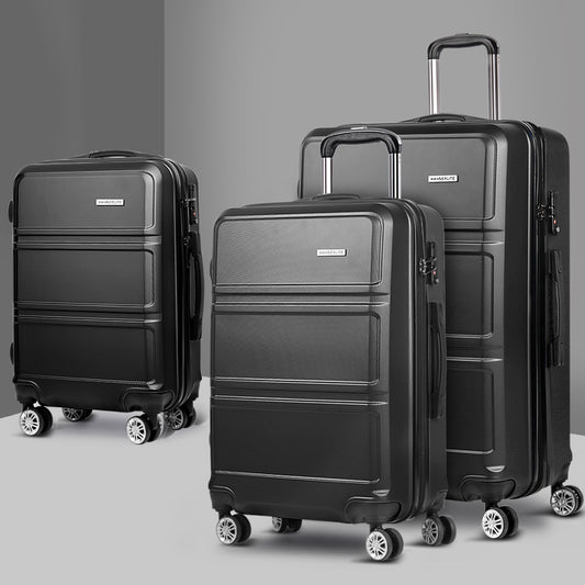Wanderlite 3Set 20-24-28 Inch Luggage with TSA Lock Spinner Travel Suitcase Carry On Hard Shell Luggage Case LUG-ABS-LINE-3SET-BK
