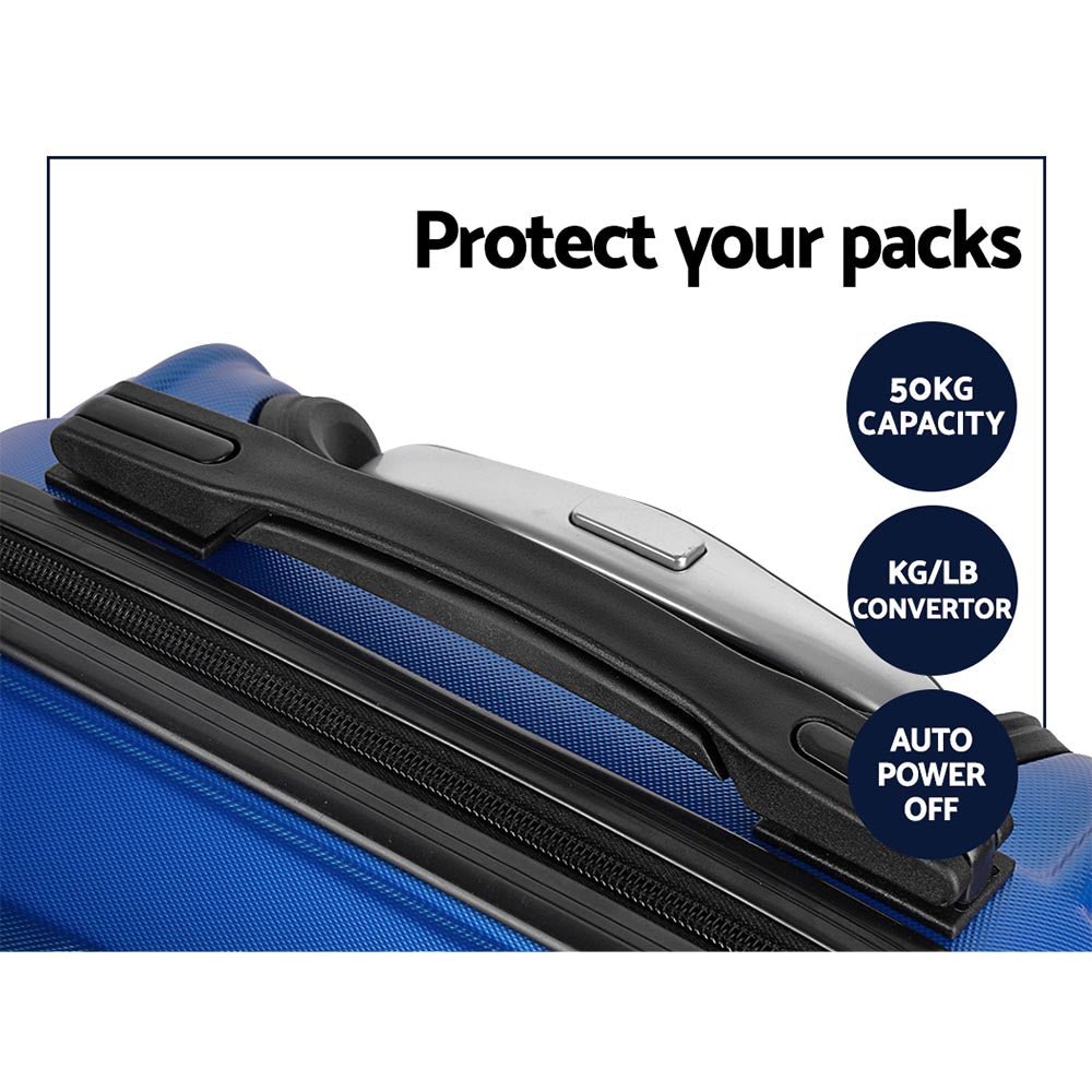 Wanderlite 20" 24" 28" Luggage with TSA Lock Spinner Travel Suitcase Carry On Hard Shell Luggage Case Blue LUG-ABS-LINE-3SET-BU