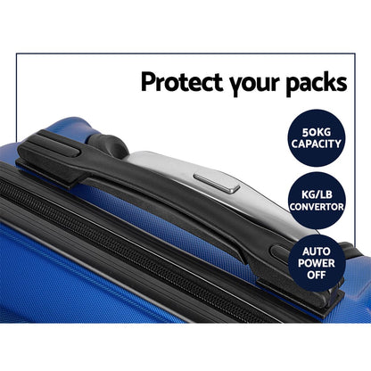 Wanderlite 20" 24" 28" Luggage with TSA Lock Spinner Travel Suitcase Carry On Hard Shell Luggage Case Blue LUG-ABS-LINE-3SET-BU