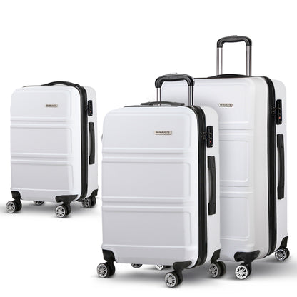 Wanderlite 20" 24" 28" Luggage with TSA Lock Spinner Travel Suitcase Carry On Hard Shell Luggage Case White LUG-ABS-LINE-3SET-WH