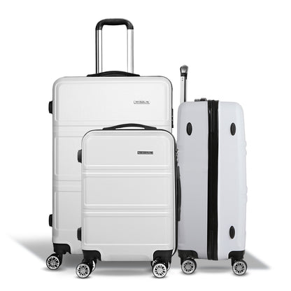 Wanderlite 20" 24" 28" Luggage with TSA Lock Spinner Travel Suitcase Carry On Hard Shell Luggage Case White LUG-ABS-LINE-3SET-WH