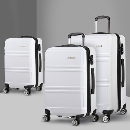 Wanderlite 20" 24" 28" Luggage with TSA Lock Spinner Travel Suitcase Carry On Hard Shell Luggage Case White LUG-ABS-LINE-3SET-WH