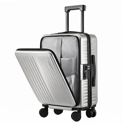 Wanderlite 20" Luggage Suitcase Front Pocket Travel Carry On Dual TSA Silver LUG-ABS-POK-20-SV