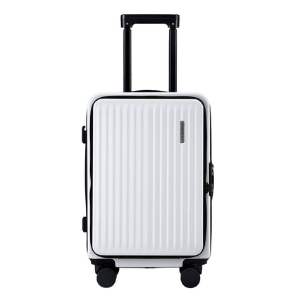 Wanderlite 20" Luggage Suitcase Front Pocket Travel Carry On Dual TSA White LUG-ABS-POK-20-WH