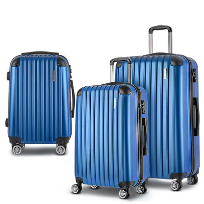 Wanderlite 3 Set Luggage 20-24-28 Inch with TSA Lock Spinner Hard Shell Travel Suitcase Luggage Organiser LUG-ABS-SPA-3SET-BU