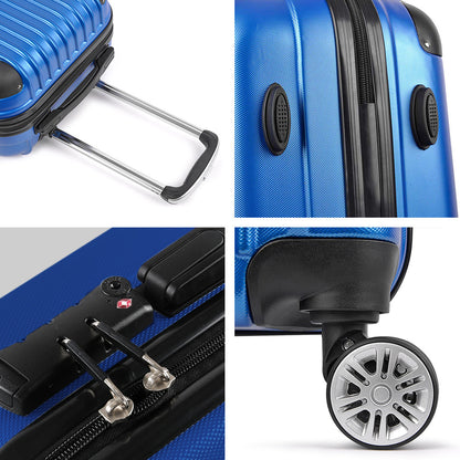 Wanderlite 3 Set Luggage 20-24-28 Inch with TSA Lock Spinner Hard Shell Travel Suitcase Luggage Organiser LUG-ABS-SPA-3SET-BU