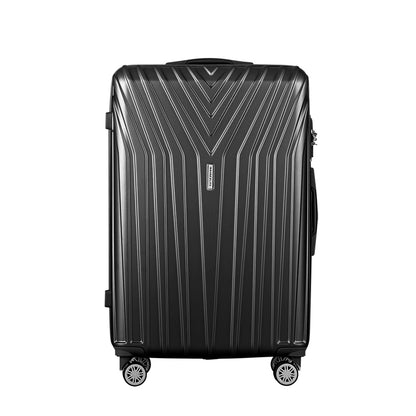 Wanderlite 3 Set Luggage 20-24-28 Inch Suitcase with TSA Lock Carry On Hard Shell Travel Luggage Organiser LUG-ABS-STR-3SET-BK
