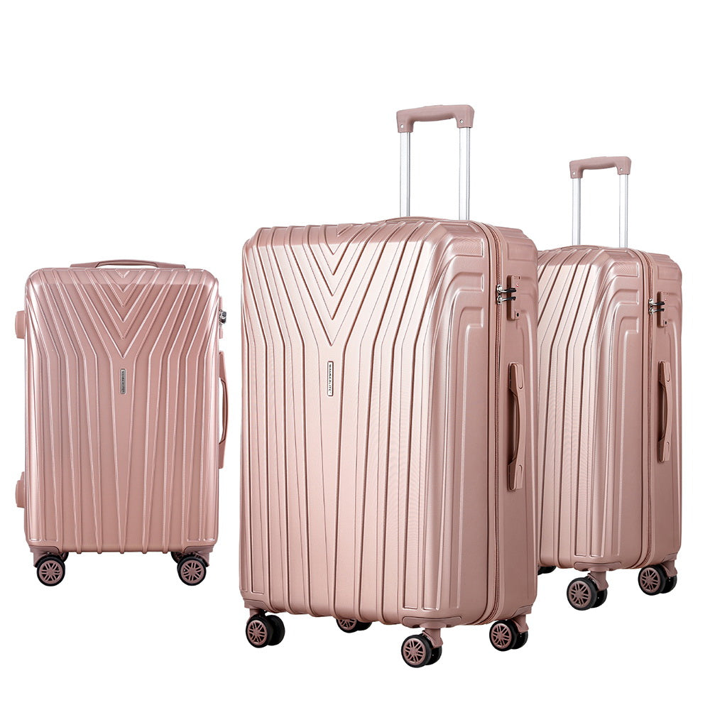 Wanderlite 3 Set Luggage 20-24-28 Inch Suitcase with TSA Lock Carry On Hard Shell Travel Luggage Organiser LUG-ABS-STR-3SET-PK