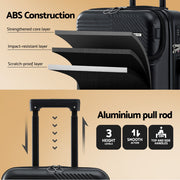 Wanderlite 20" Luggage Suitcase Front Pocket Travel Carry On TSA Black LUG-ABS-TOP-20-BK