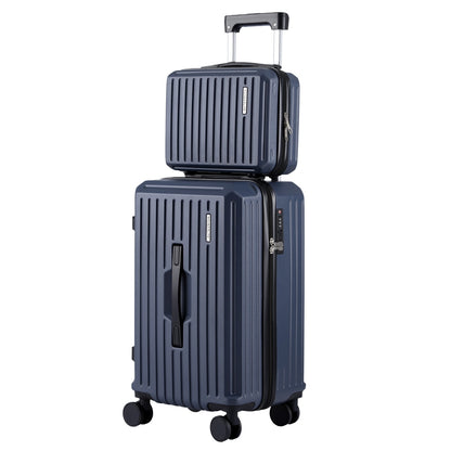 Wanderlite 2pcs Trunk Luggage Suitcase Travel Carry On TSA Lock 12" 20" Navy LUG-ABS-TRUK-12-20-NA
