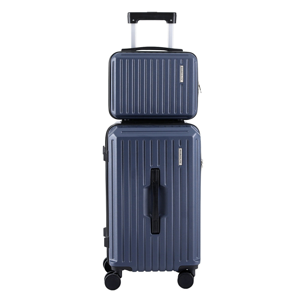 Wanderlite 2pcs Trunk Luggage Suitcase Travel Carry On TSA Lock 12" 20" Navy LUG-ABS-TRUK-12-20-NA