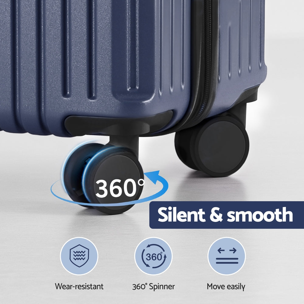 Wanderlite 2pcs Trunk Luggage Suitcase Travel Carry On TSA Lock 12" 20" Navy LUG-ABS-TRUK-12-20-NA