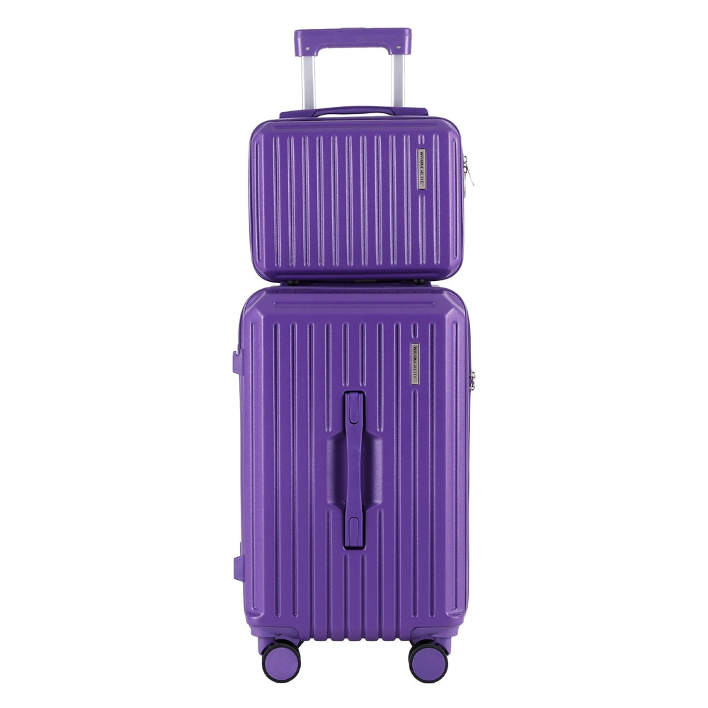 Wanderlite 2pcs Trunk Luggage Suitcase Travel Carry On TSA Lock 12" 20" Purple LUG-ABS-TRUK-12-20-PR