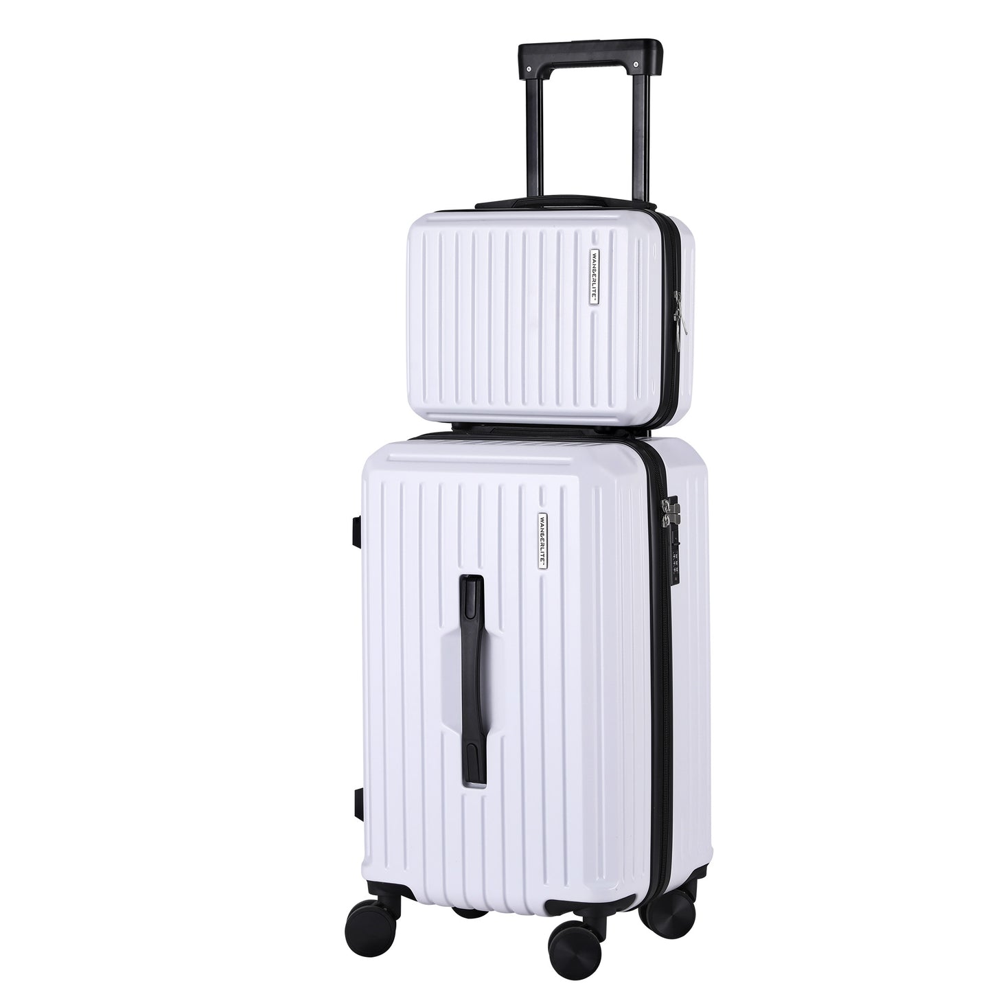 Wanderlite 2pcs Trunk Luggage Suitcase Travel Carry On TSA Lock 12" 20" White LUG-ABS-TRUK-12-20-WH