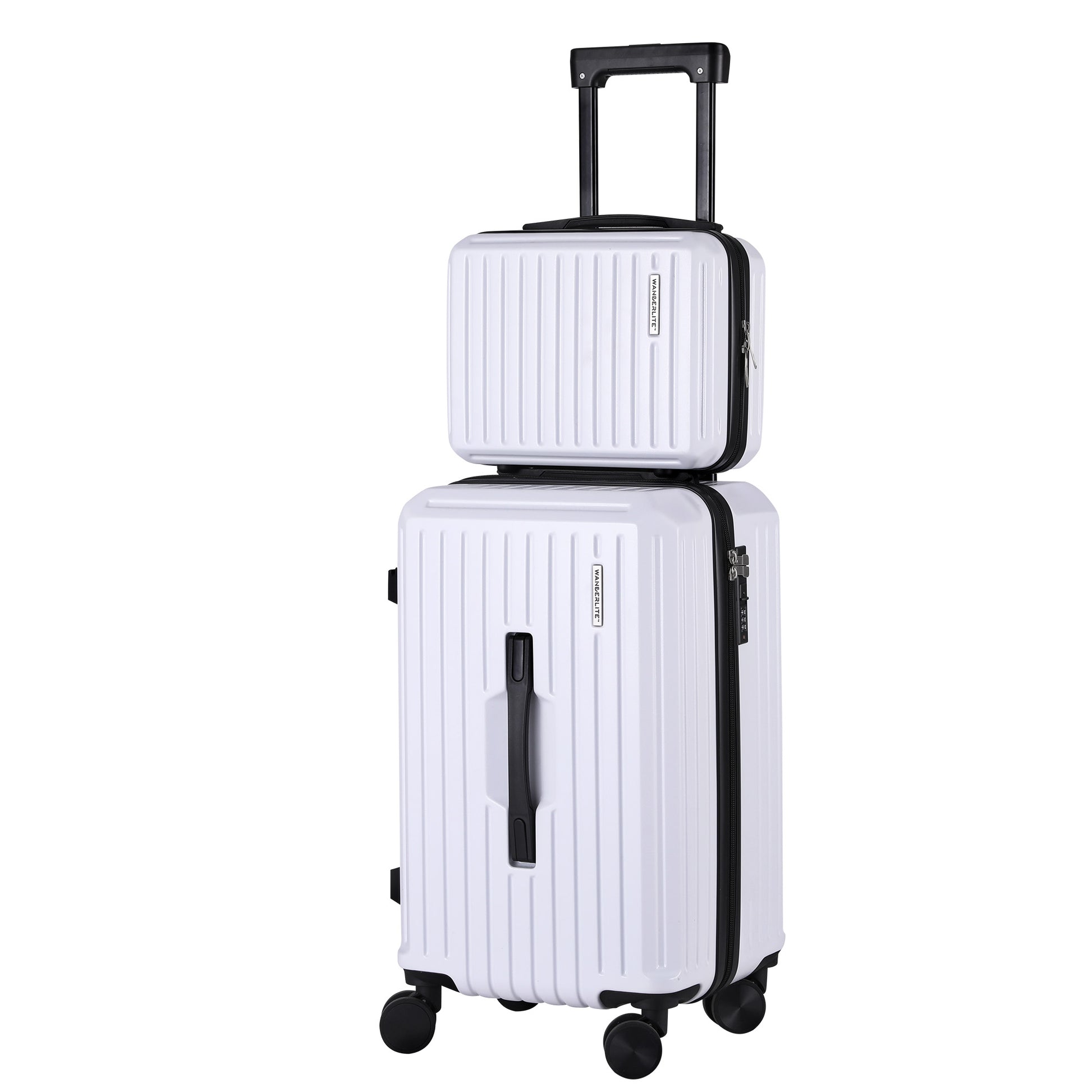Wanderlite 2pcs Trunk Luggage Suitcase Travel Carry On TSA Lock 12" 20" White LUG-ABS-TRUK-12-20-WH