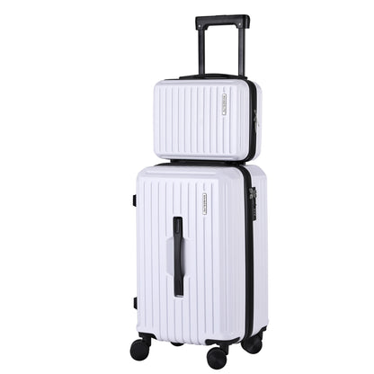 Wanderlite 2pcs Trunk Luggage Suitcase Travel Carry On TSA Lock 12" 20" White LUG-ABS-TRUK-12-20-WH