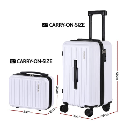 Wanderlite 2pcs Trunk Luggage Suitcase Travel Carry On TSA Lock 12" 20" White LUG-ABS-TRUK-12-20-WH