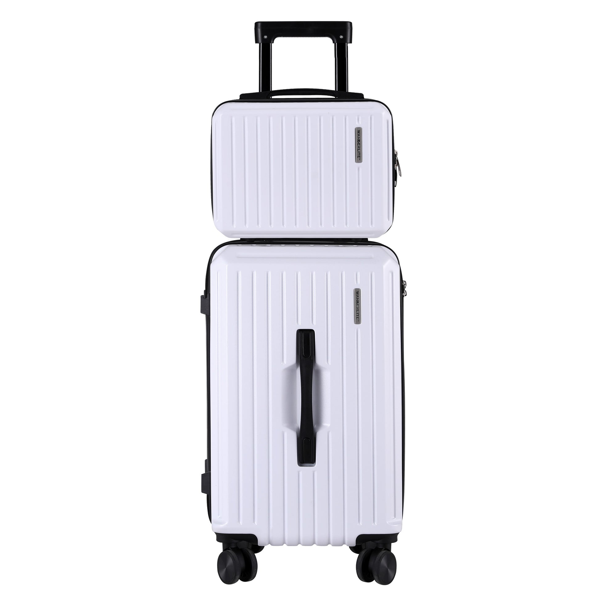Wanderlite 2pcs Trunk Luggage Suitcase Travel Carry On TSA Lock 12" 20" White LUG-ABS-TRUK-12-20-WH