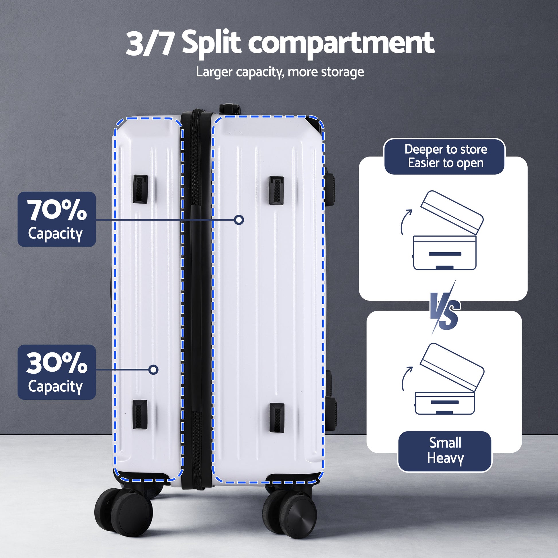 Wanderlite 2pcs Trunk Luggage Suitcase Travel Carry On TSA Lock 12" 20" White LUG-ABS-TRUK-12-20-WH