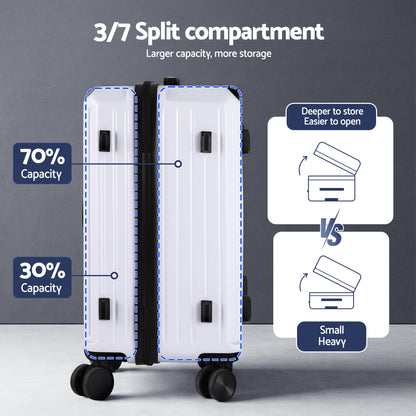Wanderlite 2pcs Trunk Luggage Suitcase Travel Carry On TSA Lock 12" 20" White LUG-ABS-TRUK-12-20-WH
