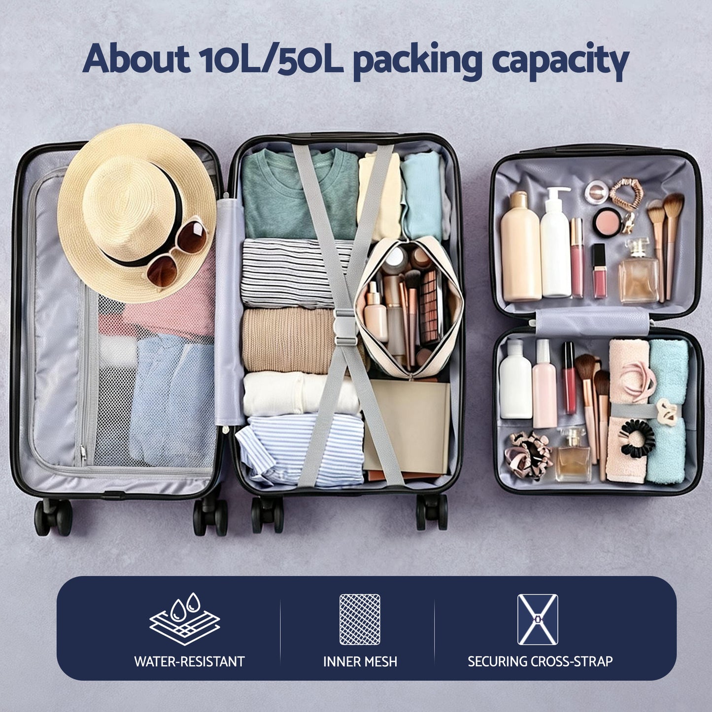Wanderlite 2pcs Trunk Luggage Suitcase Travel Carry On TSA Lock 12" 20" White LUG-ABS-TRUK-12-20-WH