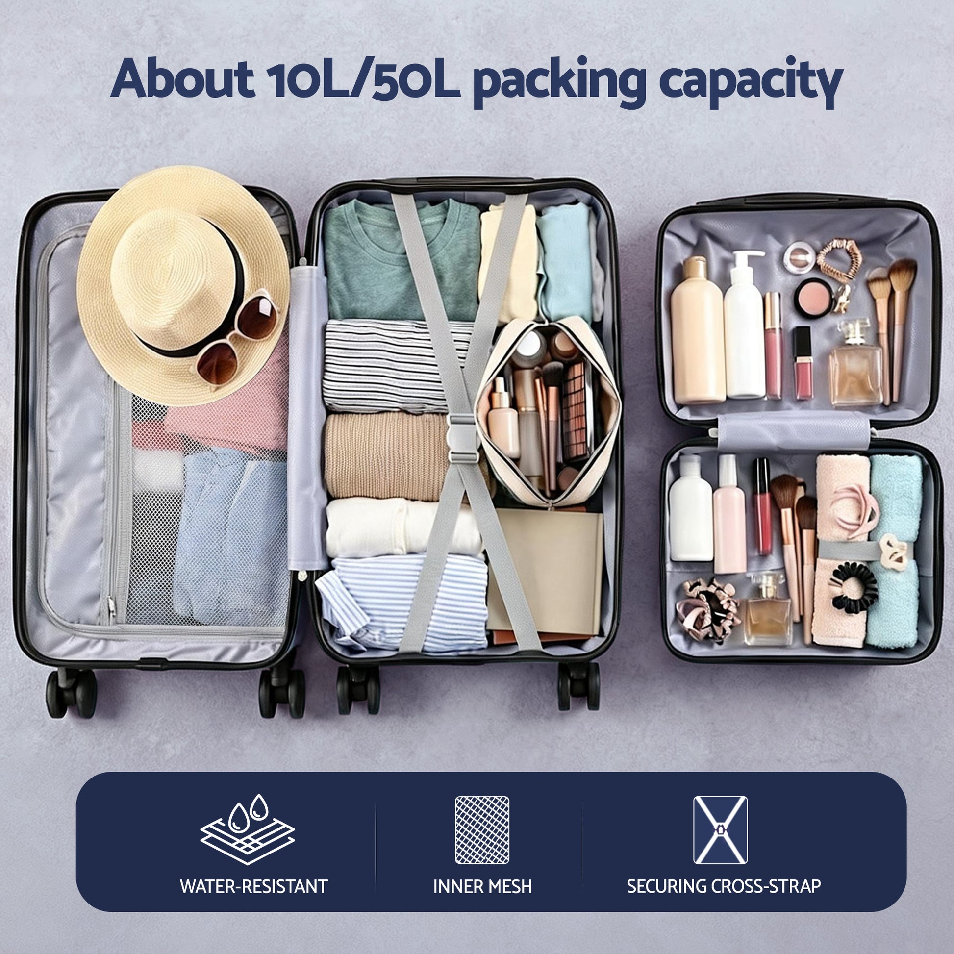 Wanderlite 2pcs Trunk Luggage Suitcase Travel Carry On TSA Lock 12" 20" White LUG-ABS-TRUK-12-20-WH