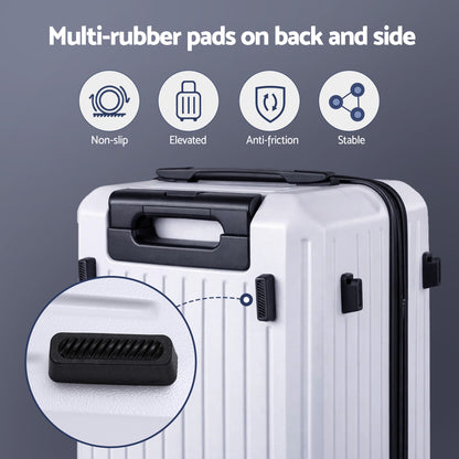 Wanderlite 2pcs Trunk Luggage Suitcase Travel Carry On TSA Lock 12" 20" White LUG-ABS-TRUK-12-20-WH