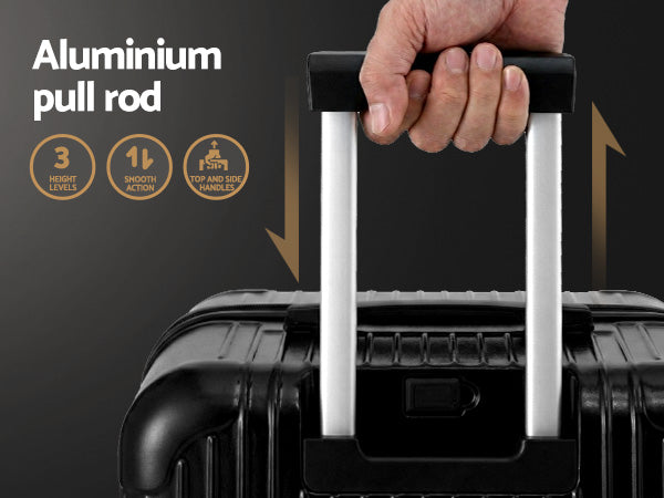 Wanderlite 28" Trunk Luggage Suitcase Travel 5 Wheels Type-C Port TSA Black LUG-ABS-TRUK-28-BK