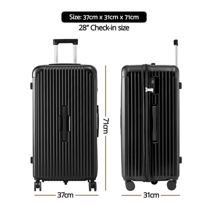 Wanderlite 28" Trunk Luggage Suitcase Travel 5 Wheels Type-C Port TSA Black LUG-ABS-TRUK-28-BK