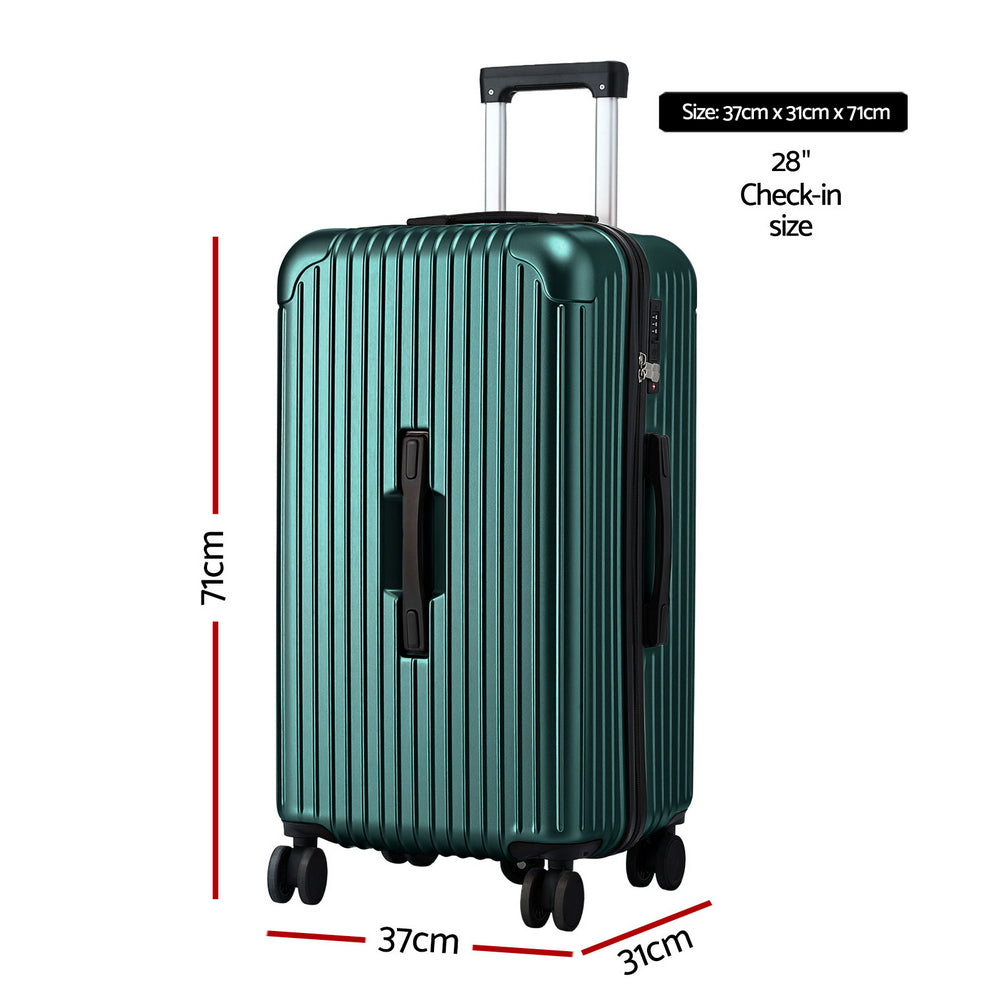 Wanderlite 28" Trunk Luggage Suitcase Travel 5 Wheels Type-C Port TSA Green LUG-ABS-TRUK-28-GN