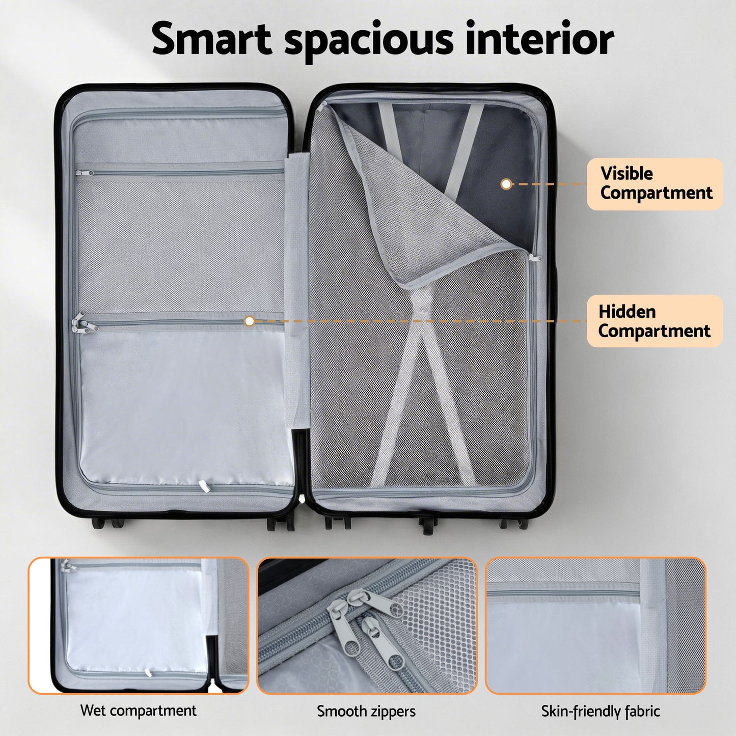 Wanderlite 28" Trunk Luggage Suitcase Travel 5 Wheels Type-C Port TSA Orange LUG-ABS-TRUK-28-OR
