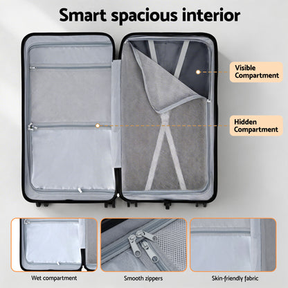 Wanderlite 28" Trunk Luggage Suitcase Travel 5 Wheels Type-C Port TSA Orange LUG-ABS-TRUK-28-OR
