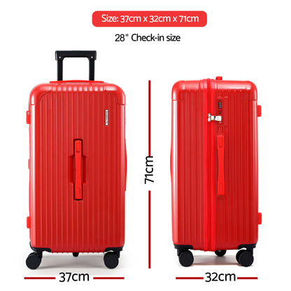 Wanderlite 28" Trunk Luggage Suitcase Travel 5 Wheels Type-C Port TSA Red LUG-ABS-TRUK-28-RD