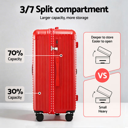 Wanderlite 28" Trunk Luggage Suitcase Travel 5 Wheels Type-C Port TSA Red LUG-ABS-TRUK-28-RD