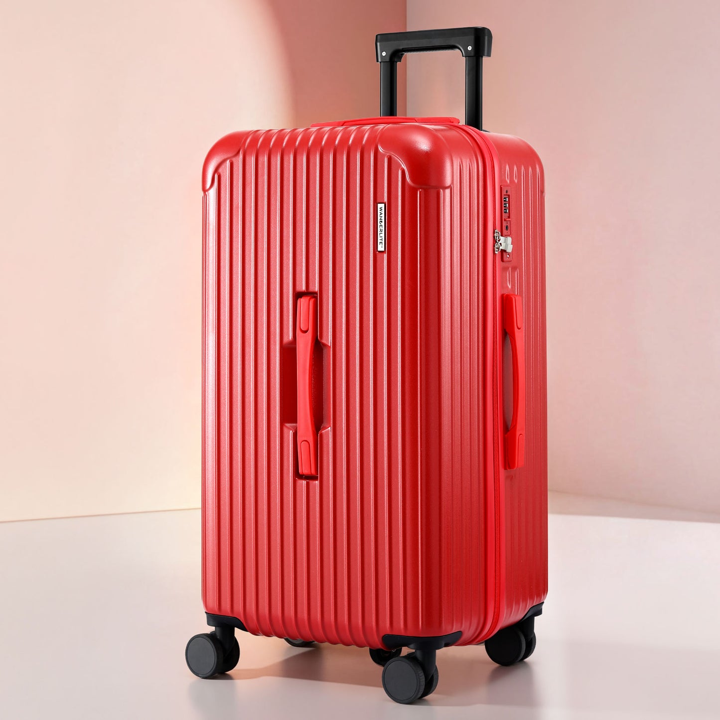 Wanderlite 28" Trunk Luggage Suitcase Travel 5 Wheels Type-C Port TSA Red LUG-ABS-TRUK-28-RD