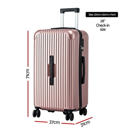 Wanderlite 28" Trunk Luggage Suitcase Travel 5 Wheels Type-C Port TSA Rose Gold LUG-ABS-TRUK-28-RG