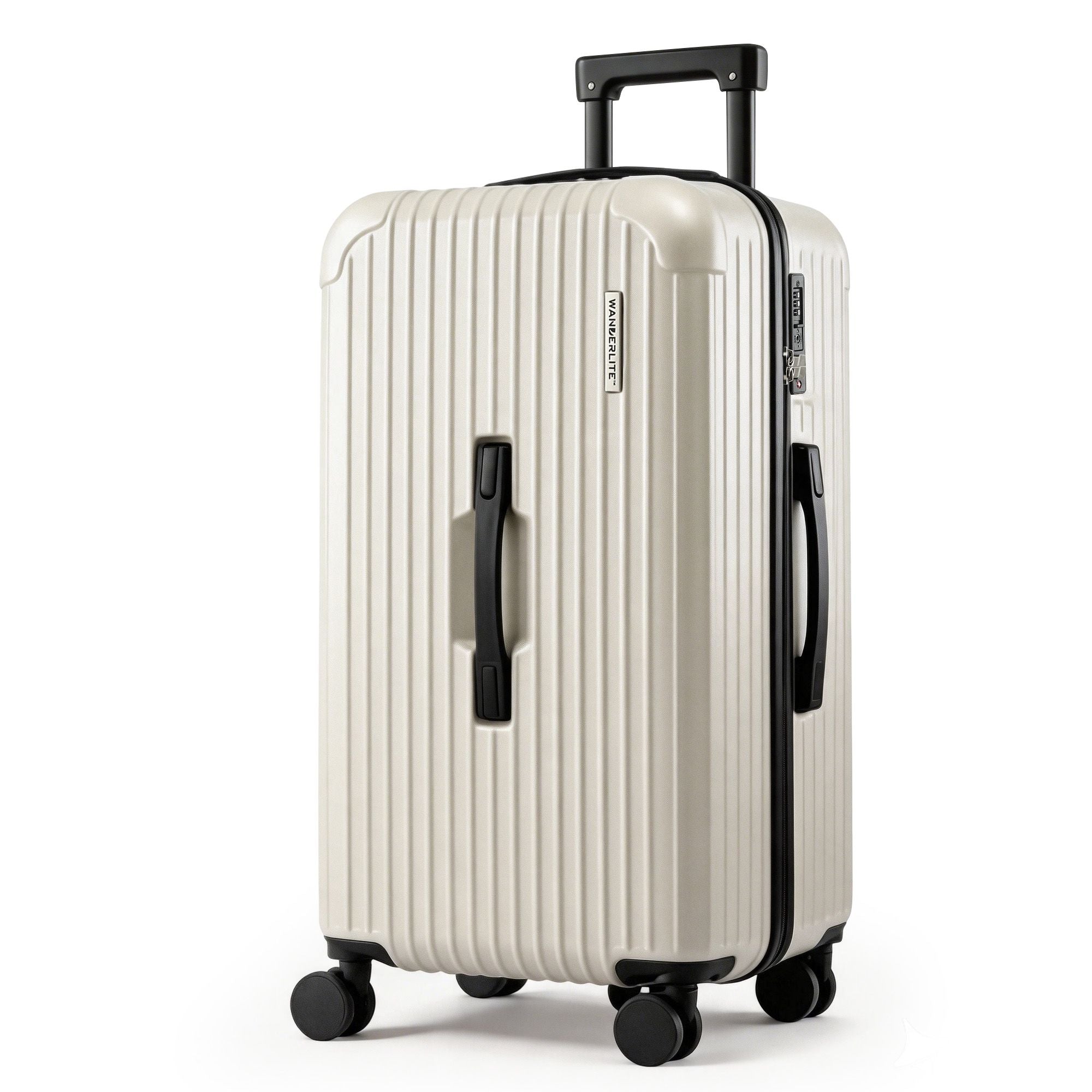 Wanderlite 28" Trunk Luggage Suitcase Travel 5 Wheels Type-C Port TSA Smoky White LUG-ABS-TRUK-28-SW