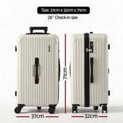 Wanderlite 28" Trunk Luggage Suitcase Travel 5 Wheels Type-C Port TSA Smoky White LUG-ABS-TRUK-28-SW