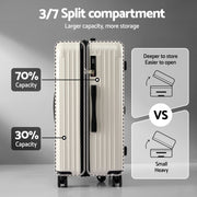 Wanderlite 28" Trunk Luggage Suitcase Travel 5 Wheels Type-C Port TSA Smoky White LUG-ABS-TRUK-28-SW
